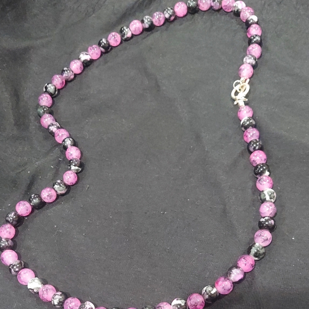 Purple and Black Beaded Necklace